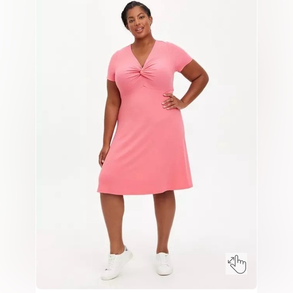 Torrid Ribbed Twist Front -Skater Dress-Knee-Length Dress-Size 1/XL/14-16 - Picture 5 of 11